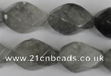 CCQ360 15.5 inches 15*25mm twisted rice cloudy quartz beads wholesale