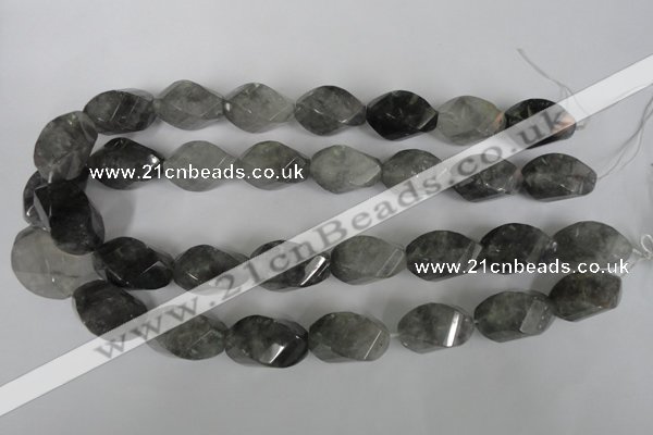 CCQ360 15.5 inches 15*25mm twisted rice cloudy quartz beads wholesale