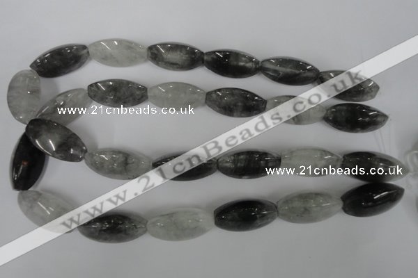 CCQ362 15.5 inches 15*30mm trihedron cloudy quartz beads wholesale