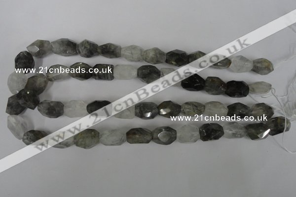 CCQ365 15.5 inches 12*16mm faceted nuggets cloudy quartz beads wholesale