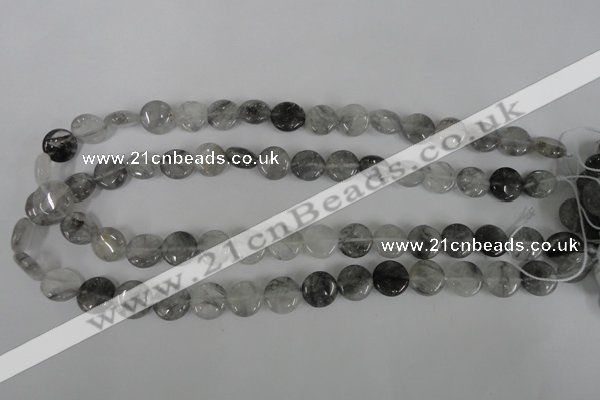 CCQ370 15.5 inches 12mm flat round cloudy quartz beads wholesale