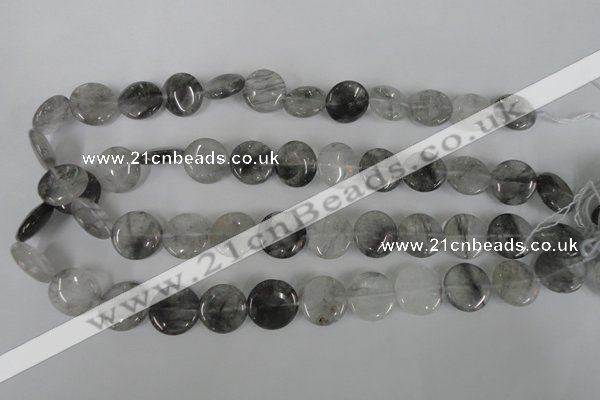 CCQ372 15.5 inches 16mm flat round cloudy quartz beads wholesale