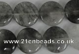 CCQ373 15.5 inches 18mm flat round cloudy quartz beads wholesale