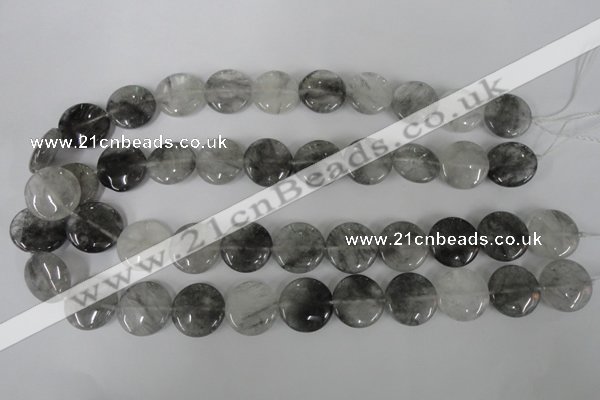 CCQ373 15.5 inches 18mm flat round cloudy quartz beads wholesale