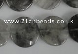 CCQ374 15.5 inches 20mm flat round cloudy quartz beads wholesale