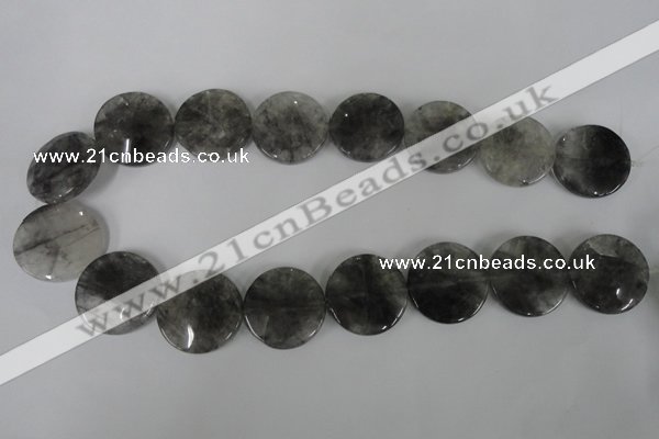 CCQ376 15.5 inches 25mm flat round cloudy quartz beads wholesale