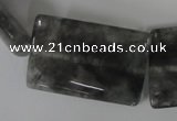 CCQ442 15.5 inches 25*35mm flat tube cloudy quartz beads wholesale