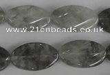 CCQ455 15.5 inches 15*25mm twisted oval cloudy quartz beads wholesale