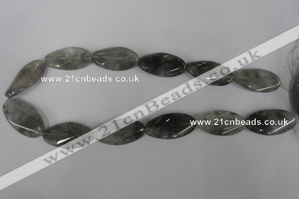 CCQ458 15.5 inches 18*35mm twisted oval cloudy quartz beads wholesale