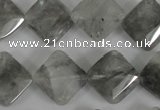 CCQ485 15.5 inches 15*15mm faceted diamond cloudy quartz beads