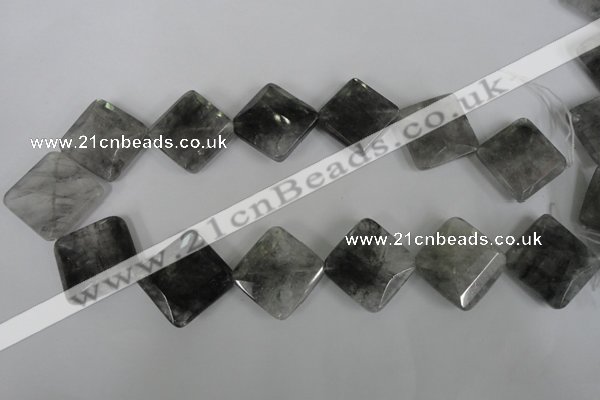 CCQ488 15.5 inches 25*25mm faceted diamond cloudy quartz beads