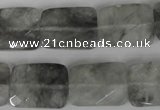 CCQ494 15*20mm twisted & faceted rectangle cloudy quartz beads