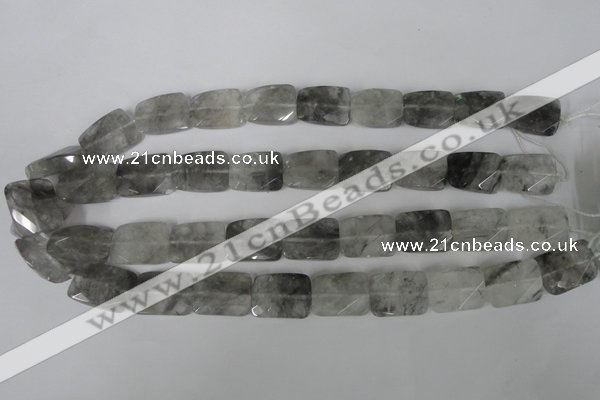 CCQ494 15*20mm twisted & faceted rectangle cloudy quartz beads