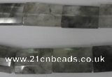 CCQ498 15.5 inches 13*20mm faceted flat tube cloudy quartz beads