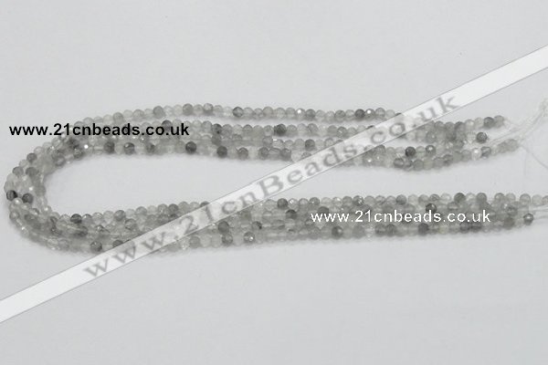 CCQ57 15.5 inches 4mm faceted round cloudy quartz beads wholesale