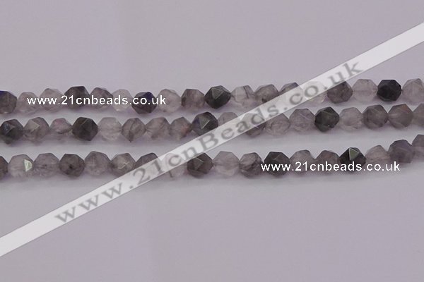 CCQ572 15.5 inches 8mm faceted nuggets cloudy quartz beads