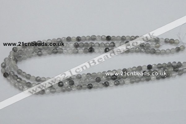 CCQ58 15.5 inches 6mm faceted round cloudy quartz beads wholesale