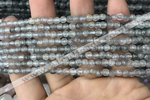 CCQ580 15.5 inches 4mm faceted round cloudy quartz beads wholesale