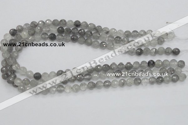 CCQ59 15.5 inches 8mm faceted round cloudy quartz beads wholesale