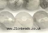 CCQ603 15 inches 12mm faceted round cloudy quartz beads