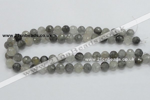 CCQ61 15.5 inches 12mm faceted round cloudy quartz beads wholesale