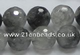 CCQ63 15.5 inches 16mm faceted round cloudy quartz beads wholesale