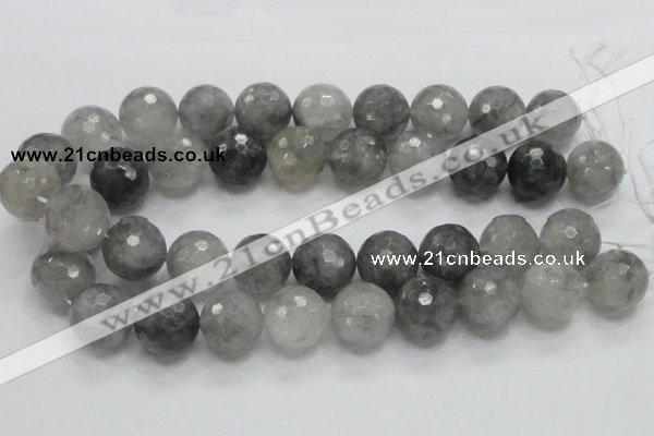 CCQ65 15.5 inches 20mm faceted round cloudy quartz beads wholesale