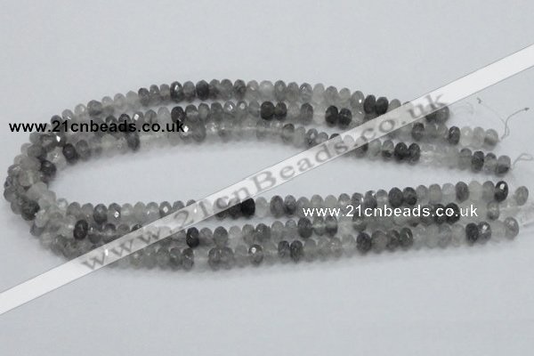 CCQ73 15.5 inches 6*8mm faceted rondelle cloudy quartz beads wholesale
