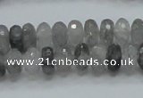 CCQ74 15.5 inches 7*10mm faceted rondelle cloudy quartz beads wholesale