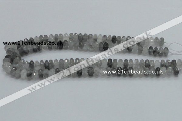 CCQ74 15.5 inches 7*10mm faceted rondelle cloudy quartz beads wholesale