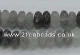 CCQ75 15.5 inches 6*12mm faceted rondelle cloudy quartz beads wholesale