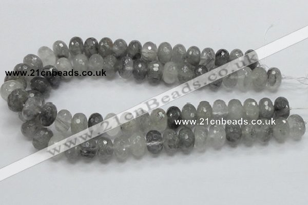 CCQ78 15.5 inches 10*16mm faceted rondelle cloudy quartz beads wholesale