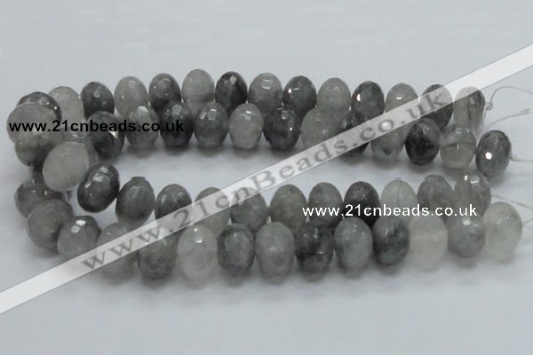 CCQ79 15.5 inches 15*20mm faceted rondelle cloudy quartz beads wholesale