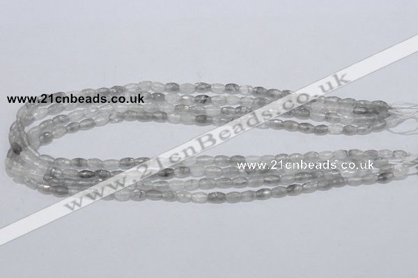 CCQ88 15.5 inches 4*7mm faceted rice cloudy quartz beads wholesale