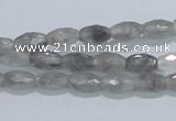 CCQ90 15.5 inches 6*10mm faceted rice cloudy quartz beads wholesale