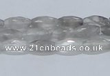 CCQ91 15.5 inches 6*12mm faceted rice cloudy quartz beads wholesale