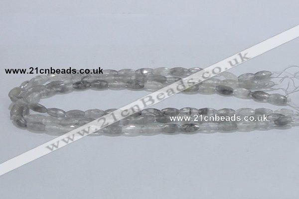 CCQ91 15.5 inches 6*12mm faceted rice cloudy quartz beads wholesale