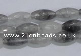 CCQ92 15.5 inches 8*16mm faceted rice cloudy quartz beads wholesale