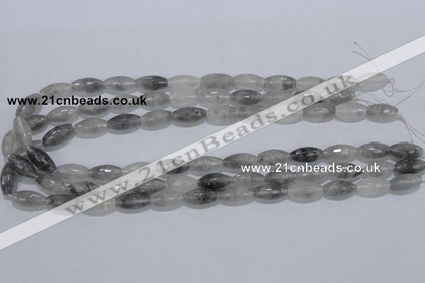 CCQ92 15.5 inches 8*16mm faceted rice cloudy quartz beads wholesale