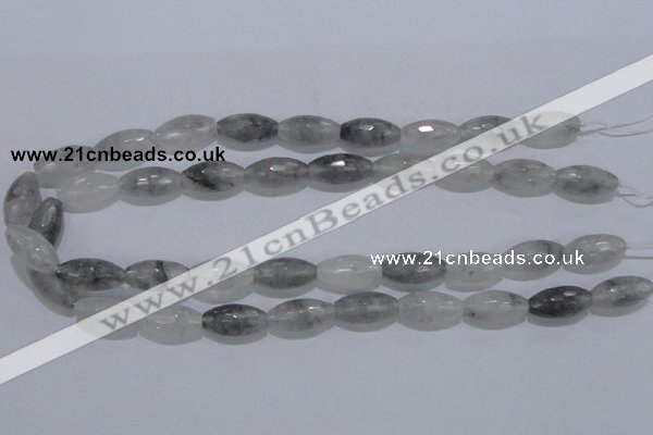 CCQ93 15.5 inches 10*20mm faceted rice cloudy quartz beads wholesale