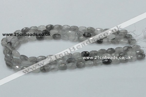 CCQ97 15.5 inches 8*12mm faceted egg-shaped cloudy quartz beads