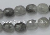 CCQ98 15.5 inches 10*12mm faceted egg-shaped cloudy quartz beads