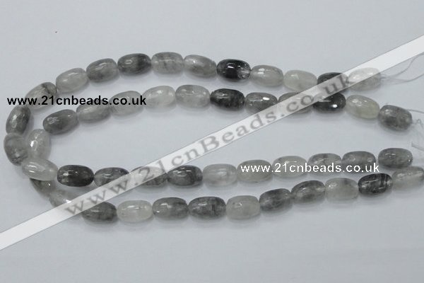 CCQ99 15.5 inches 10*16mm faceted egg-shaped cloudy quartz beads