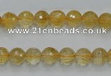 CCR04 15.5 inches 8mm faceted round natural citrine gemstone beads