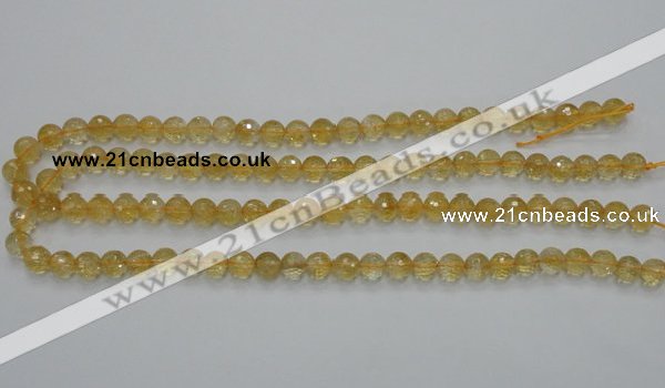 CCR04 15.5 inches 8mm faceted round natural citrine gemstone beads