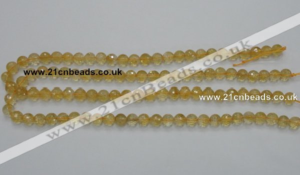 CCR04 15.5 inches 8mm faceted round natural citrine gemstone beads