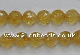 CCR05 15.5 inches 10mm faceted round natural citrine gemstone beads