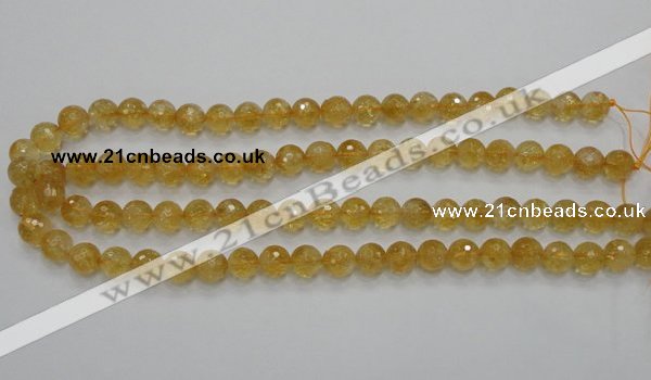 CCR05 15.5 inches 10mm faceted round natural citrine gemstone beads