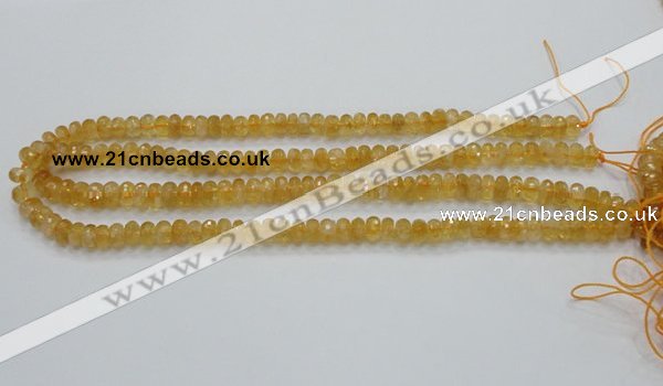 CCR08 15.5 inches 5*8mm faceted rondelle natural citrine gemstone beads