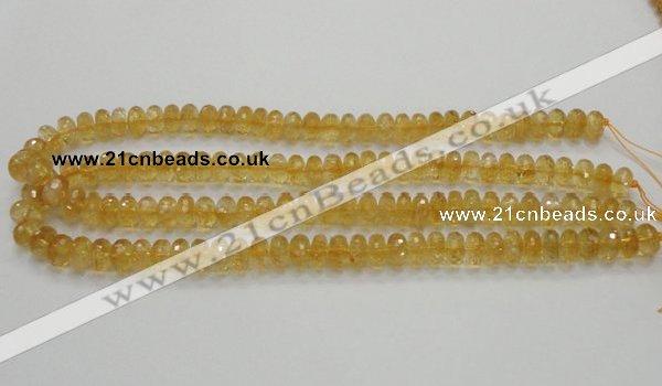 CCR09 15.5 inches 6*10mm faceted rondelle natural citrine gemstone beads